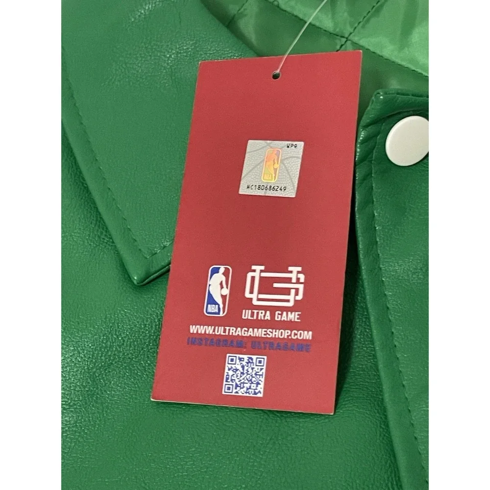 NBA BOSTON CELTICS ULTRA GAME LEATHER JACKET SZ MEDIUM PERFORATED LEATHER SLEEVE - Picture 3 of 11